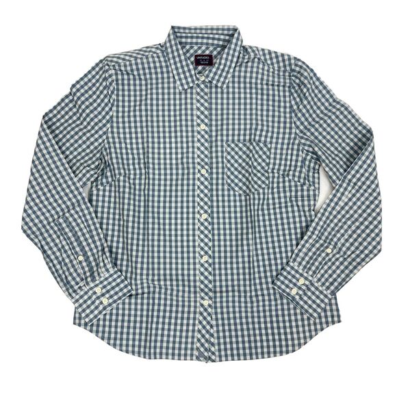 UNTUCKit Crispo Blue & White Plaid Check Gingham Shirt 8 Button Top NWT B61 - Picture 2 of 6